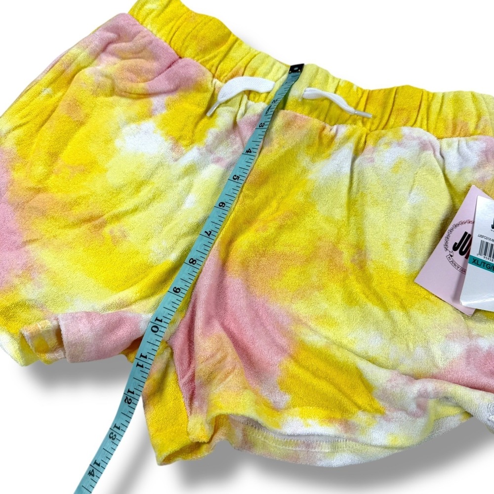 Juicy Couture Terry Cloth Tie Dye Lounge Set Short Sleeve Hoodie‎ and Shorts - Picture 10 of 12